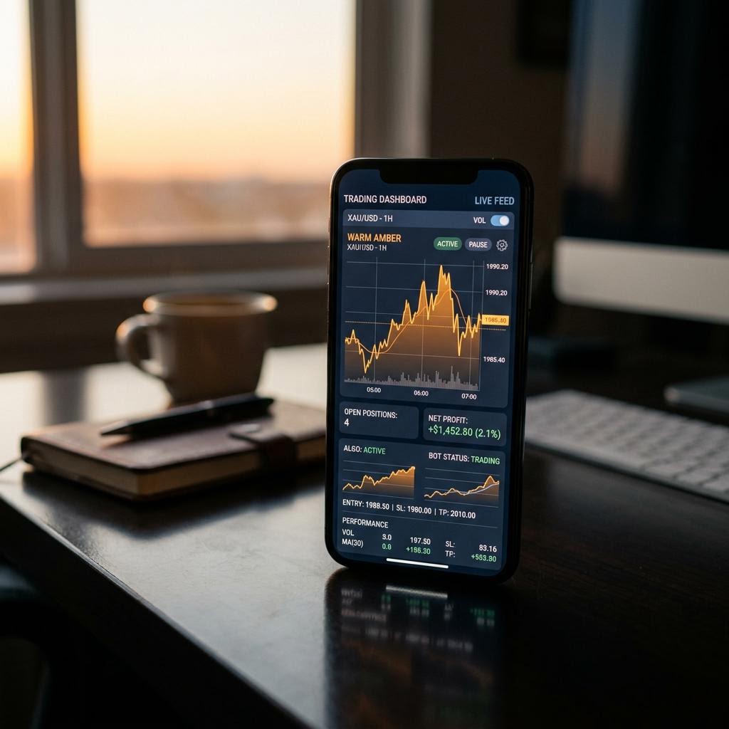 KlarVermögen KI-Krypto-Trading-Plattform Dashboard auf einem Smartphone